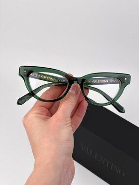 Valentino Women Eyeglasses Emerald Green Cat Eye Frame V-ESSENTIAL II VLX-124 B